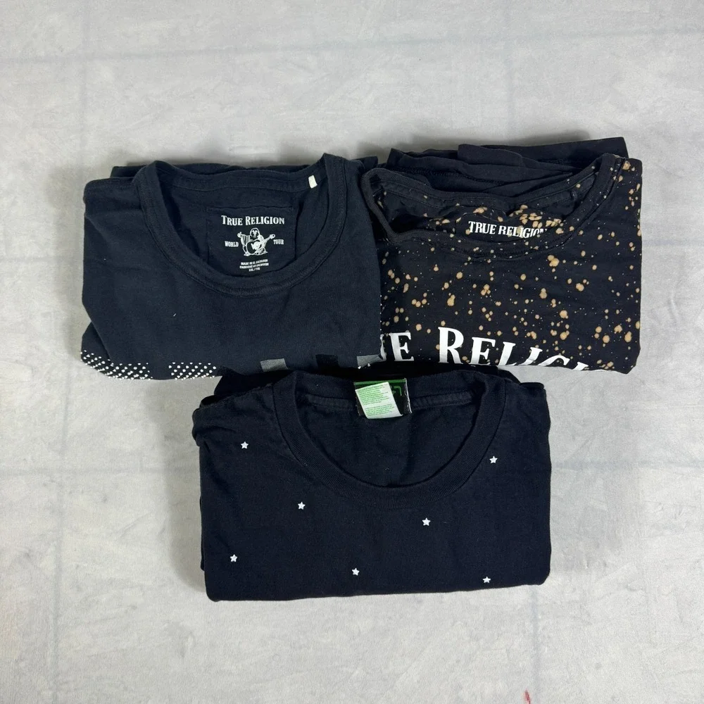 True Religion Mens Graphic T-Shirt Logo Crafted With Pride Parrot 2XL Lot Of 3‎